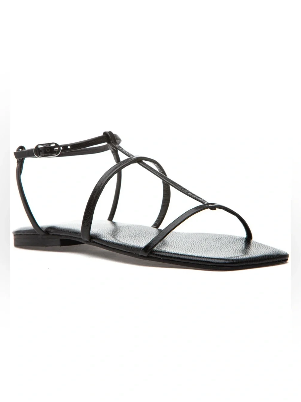 Jeffrey Campbell Corinth Black Leather Strappy Square Toe Sandals Size 9